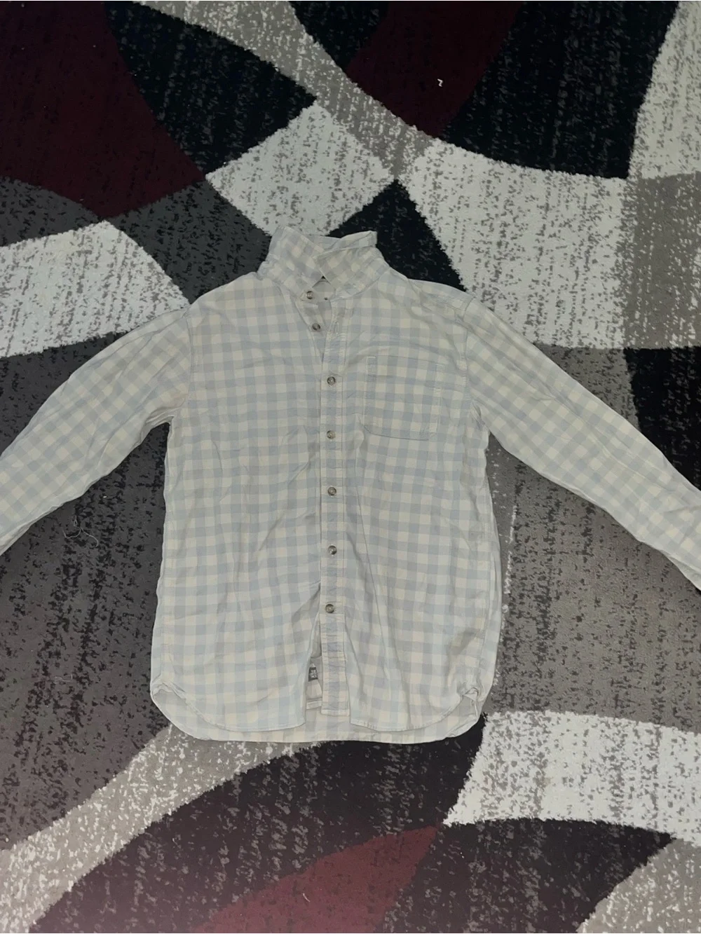 The North Face Men's Light Blue and White Check Button-Down Shirt